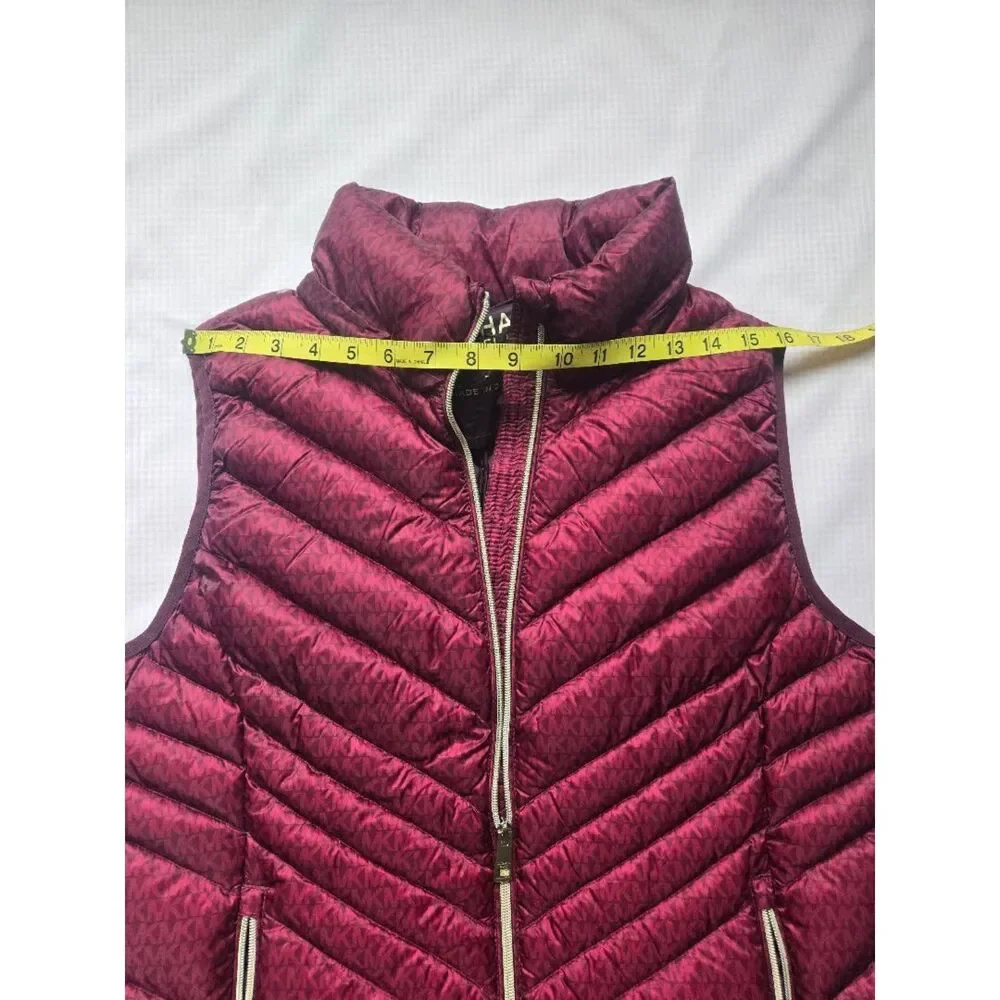 Michael Kors MK Logo Puffer Vest Jacket Dark Brandy Size L